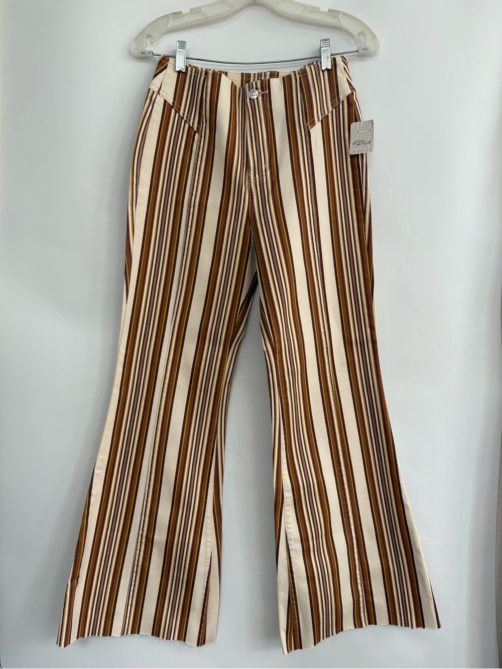 NWT Free People CRVY Wild Honey Striped Flare Jeans - Picture 2 of 8